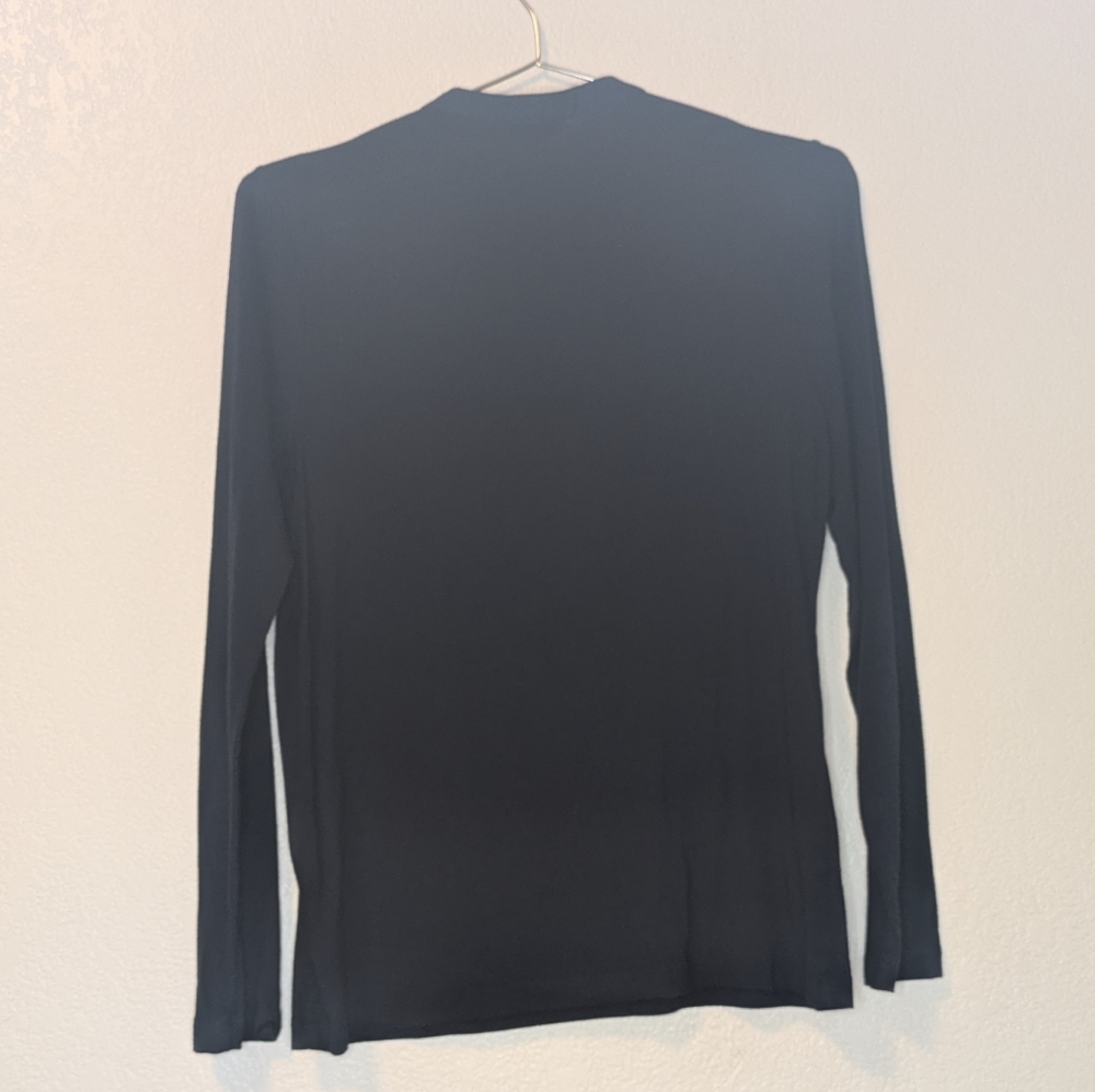 Talbots Navy Long-Sleeve Pintuck Henley Top - Picture 4 of 7